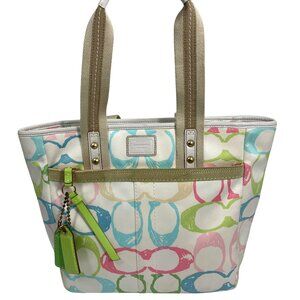 COACH Hampton Pastel Signature Scribble Shoulder Bag Tote 247 w/ 2 Hang Tags